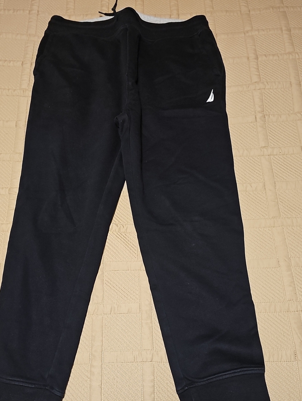 Nautica Black Men's Fleece Joggers with Small Logo Size Large